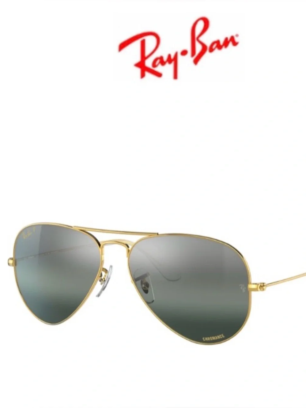 Ray-Ban Large Aviator Gold with Silver/Blue Polarized Flash Lenses